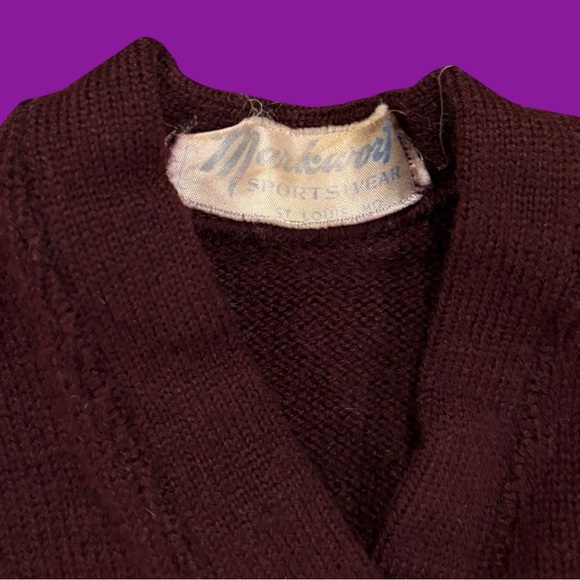 80s Markwort “W” Varsity V-Neck Sweater - Picture 4 of 4
